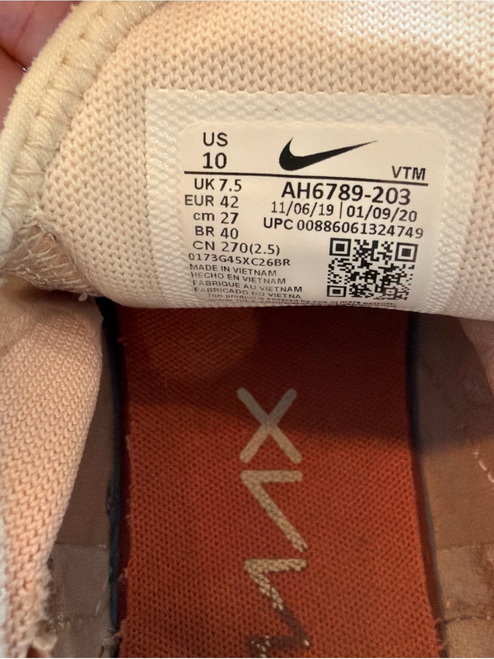 Nike Air Max 270 React Pale Pink & Gold Sneakers sz10 - Picture 4 of 5